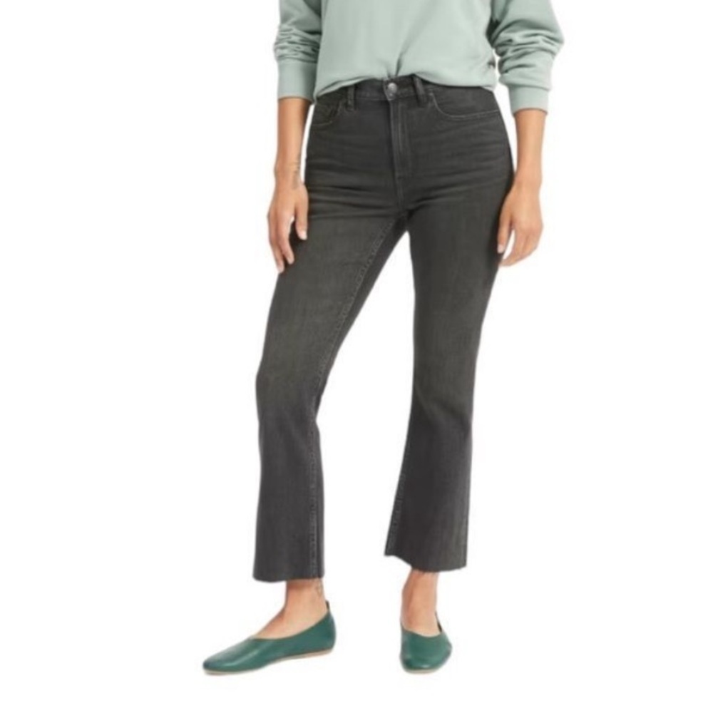 Everlane High Rise Kick Crop Washed Black Size 27